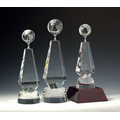 11" Globe Optical Crystal Award w/ Round Base